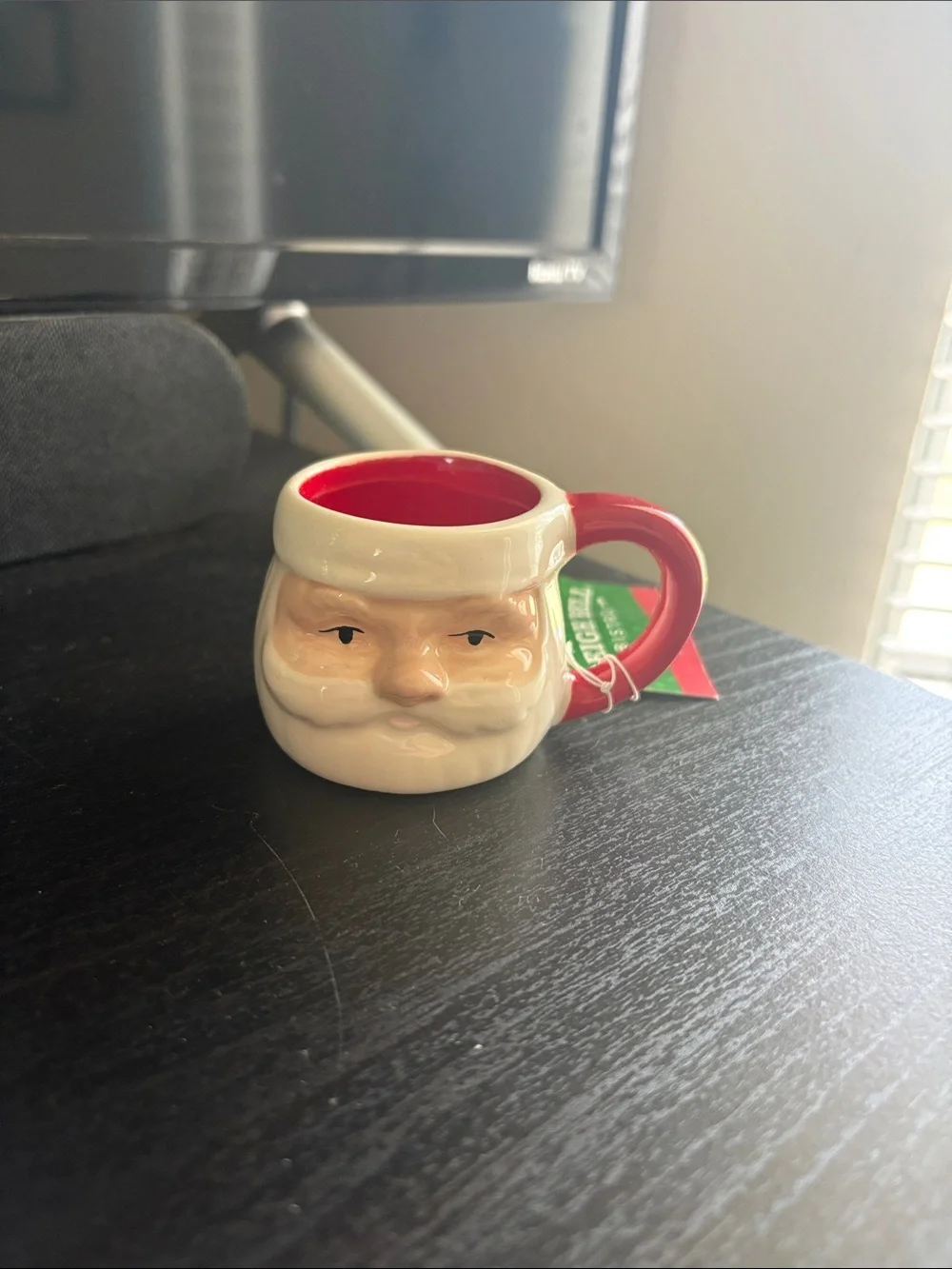 Santa Face Ceramic Shot Mug - Red and White Holiday Glass. 2.25oz, 66.5ml